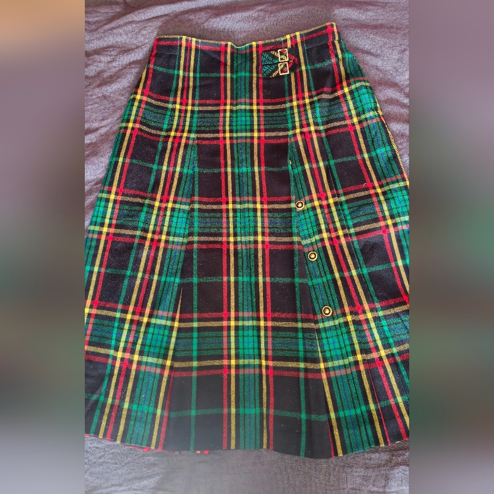 Horst Basler - Classic Tartan Plaid Pleated Wool Skirt